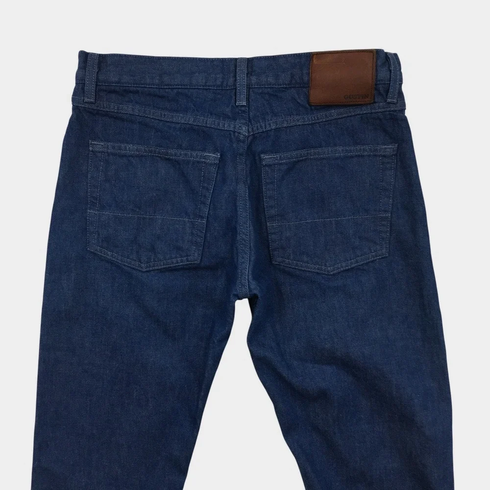Gustin Mens Slim Fit Raw Denim Jeans Fleece Lined Dark Wash Blue Size 32 #236